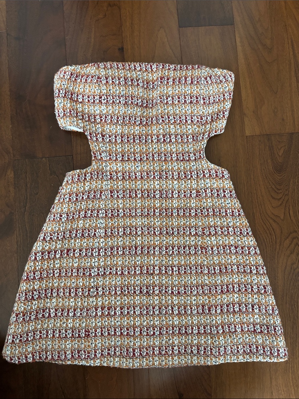 Atoir Strapless Cut Out Mini Dress in Tweed